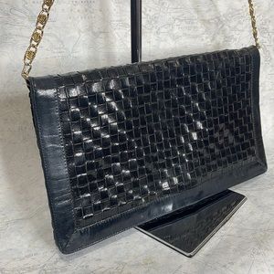 💓VINTAGE ENVELOPE/S-CHAIN WOVEN LEATHER SUEDE CLUTCH